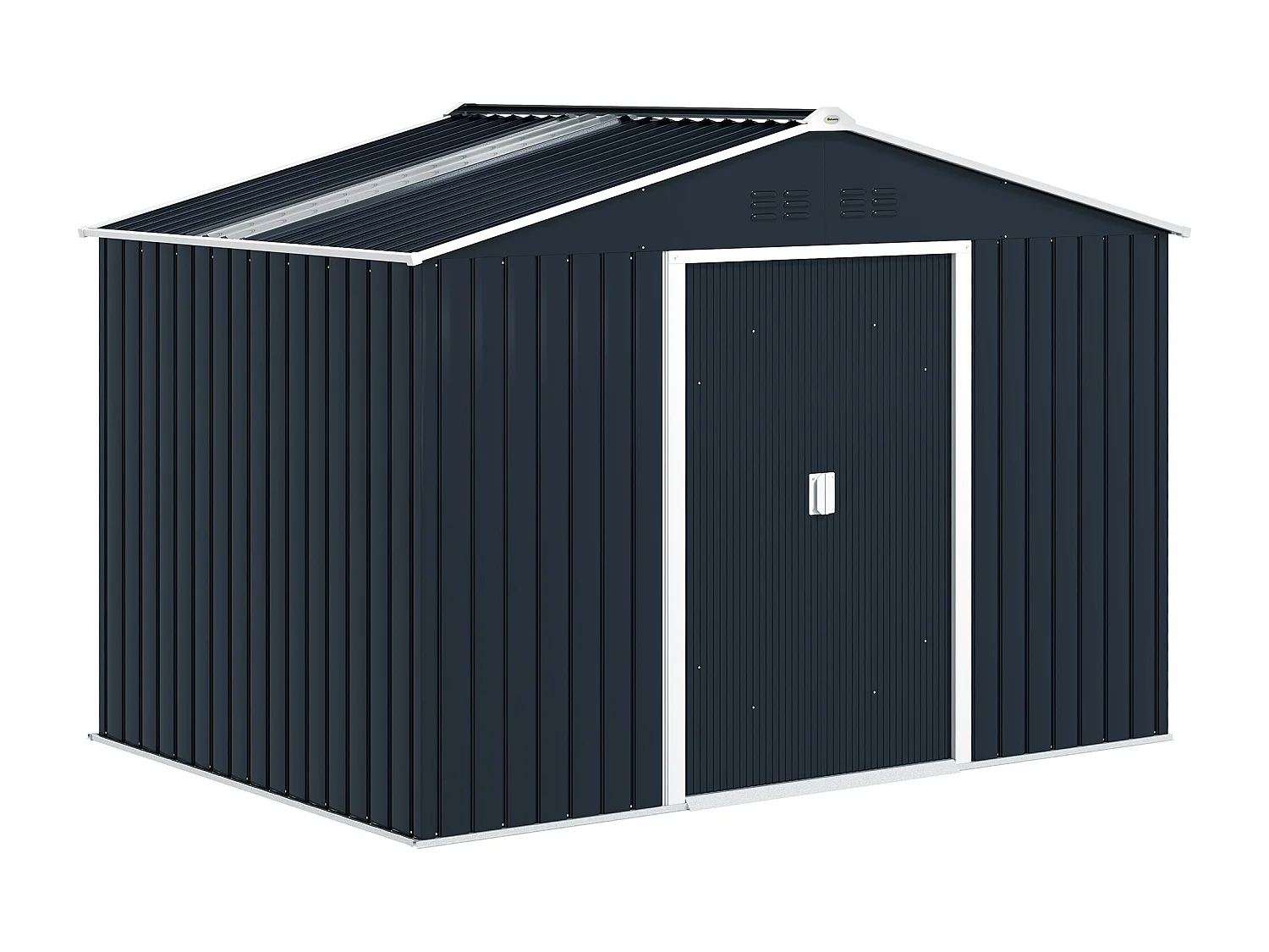 Casetta porta attrezzi in acciaio con tetto inclinato e 2 porte grigio