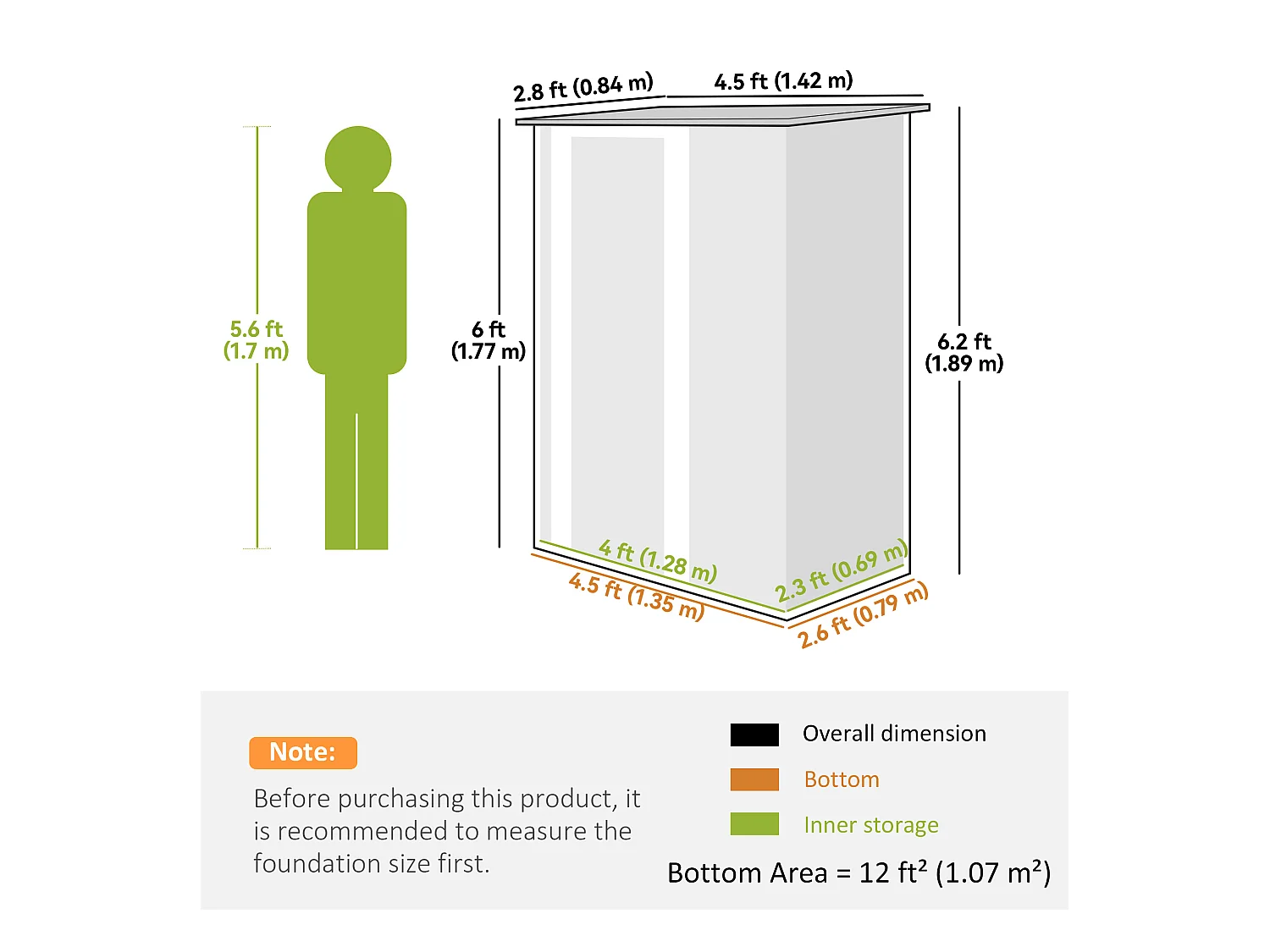 Casetta porta attrezzi acciaio impermeabile 142x84x189cm