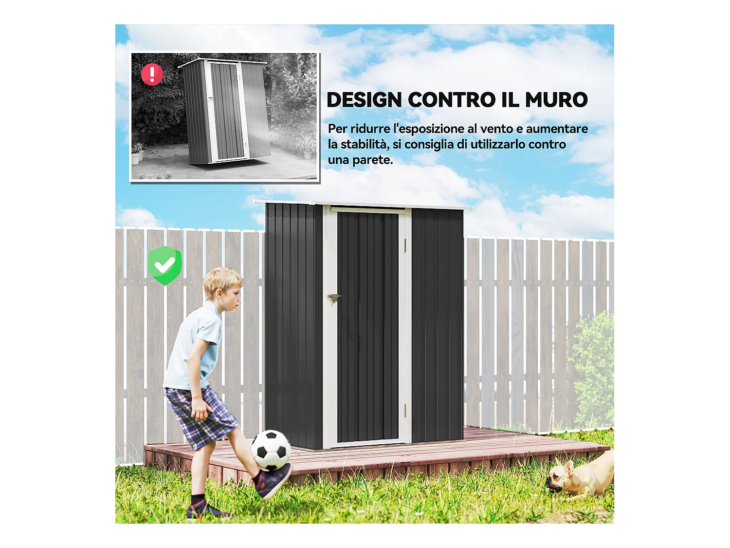 Casetta porta attrezzi acciaio impermeabile 142x84x189cm