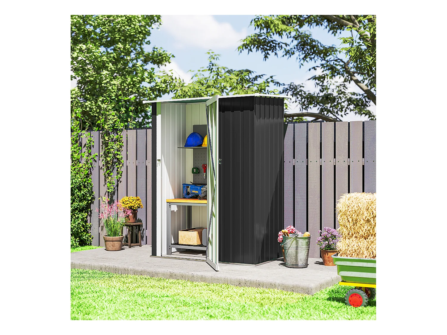 Casetta porta attrezzi acciaio impermeabile 142x84x189cm