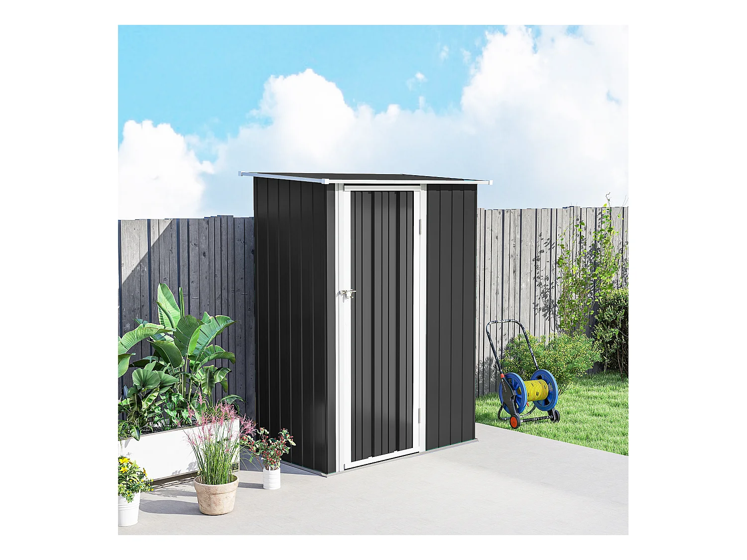 Casetta porta attrezzi acciaio impermeabile 142x84x189cm