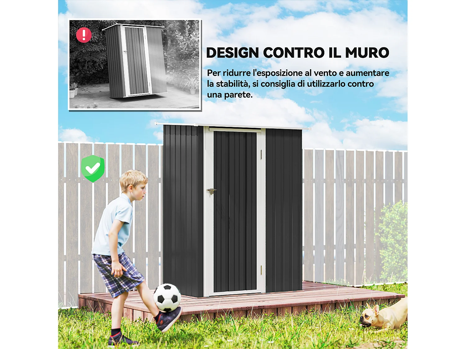 Casetta porta attrezzi acciaio impermeabile 142x84x189cm