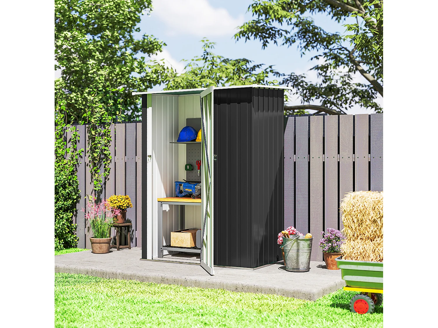 Casetta porta attrezzi acciaio impermeabile 142x84x189cm