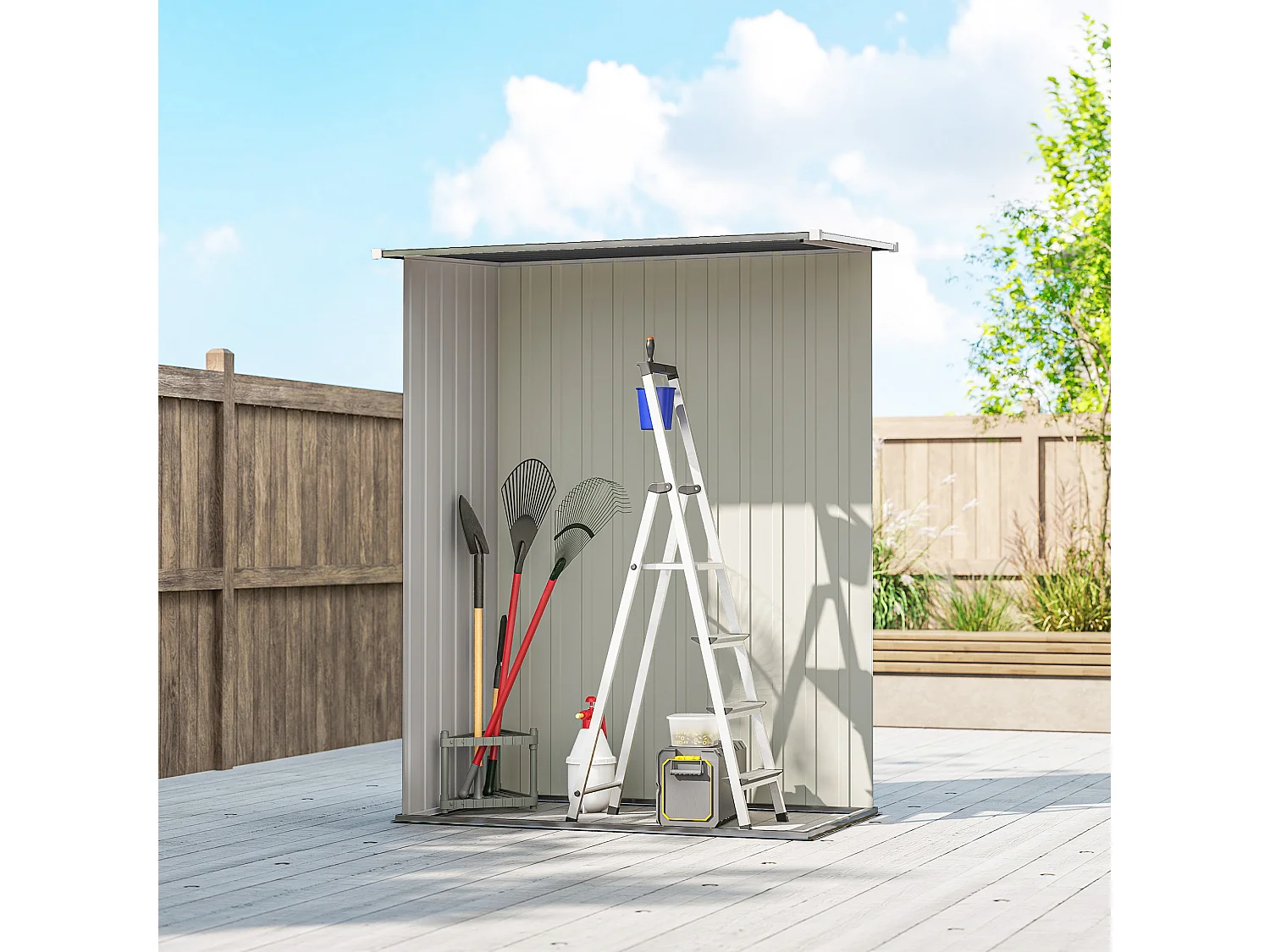 Casetta porta attrezzi acciaio impermeabile 142x84x189cm