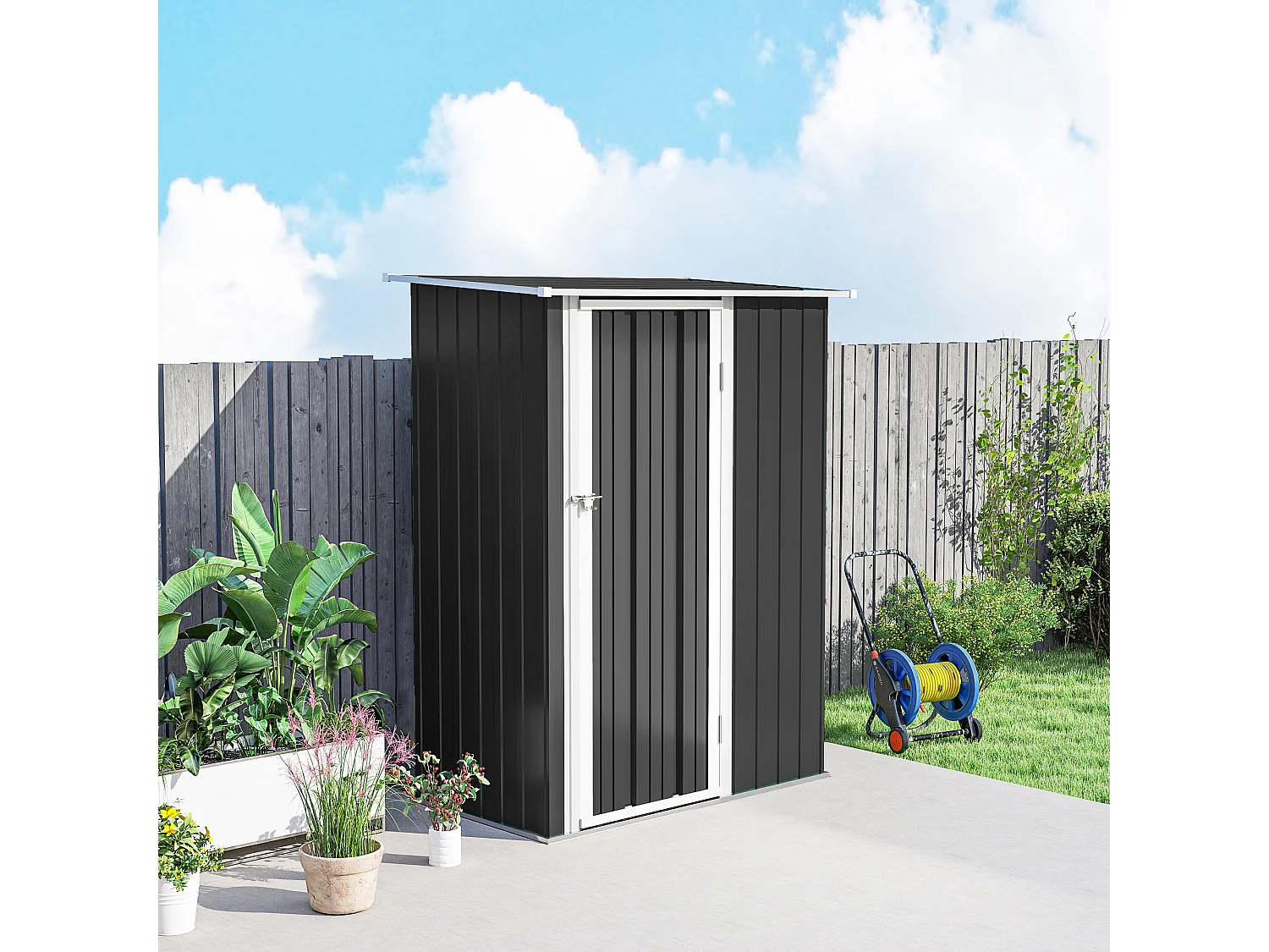 Casetta porta attrezzi acciaio impermeabile 142x84x189cm