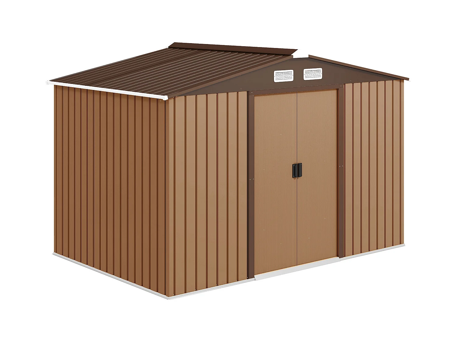 Capanno attrezzi in acciaio con porte scorrevoli 277x195x192 cm giallo