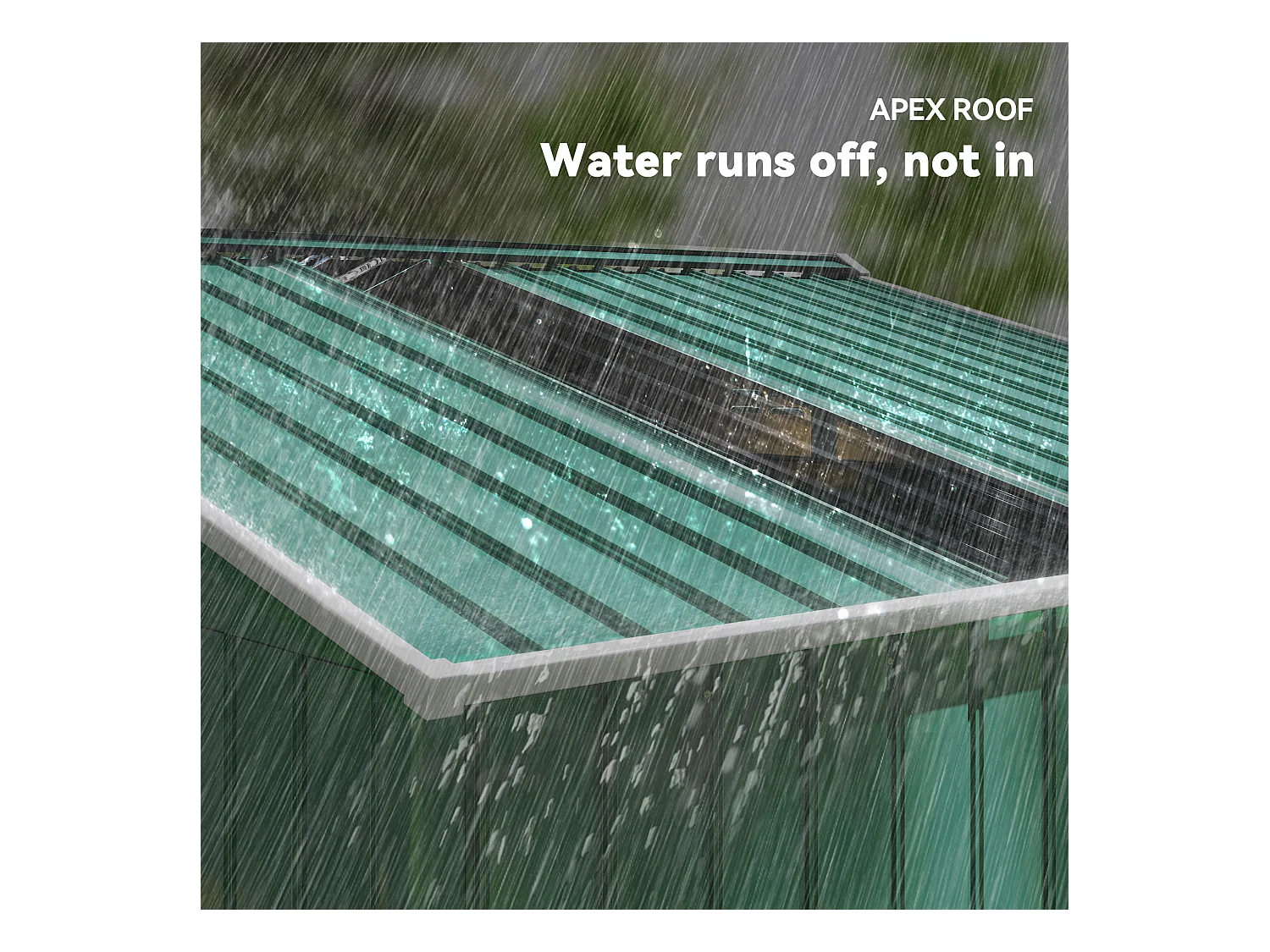 Casetta porta attrezzi in acciaio con tetto inclinato e 2 porte verde