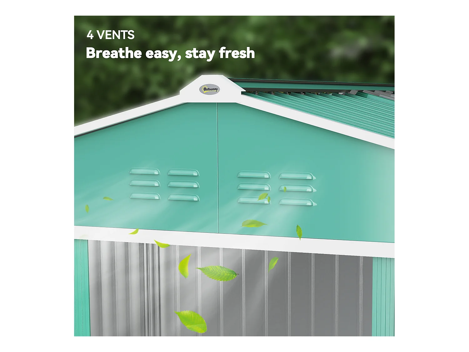 Casetta porta attrezzi in acciaio con tetto inclinato e 2 porte verde