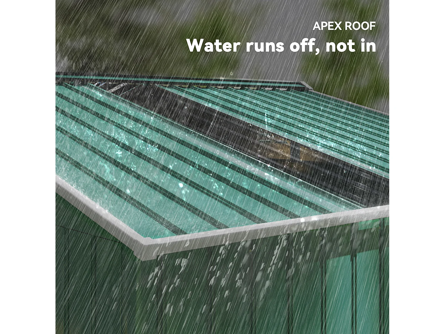 Casetta porta attrezzi in acciaio con tetto inclinato e 2 porte verde