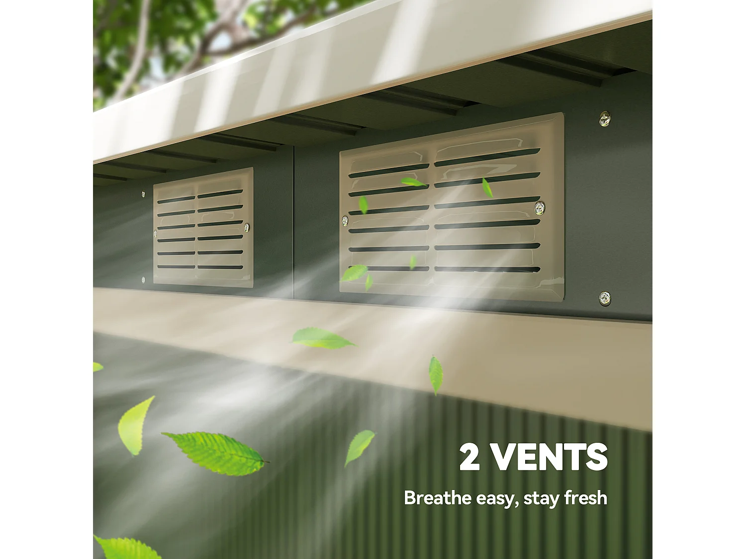 Casetta da giardino in lamiera d'acciaio con porte scorrevoli