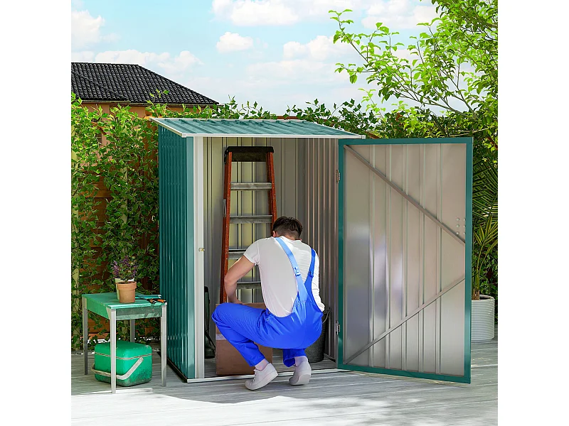 Casetta da giardino 1x1m con porta in acciaio verde