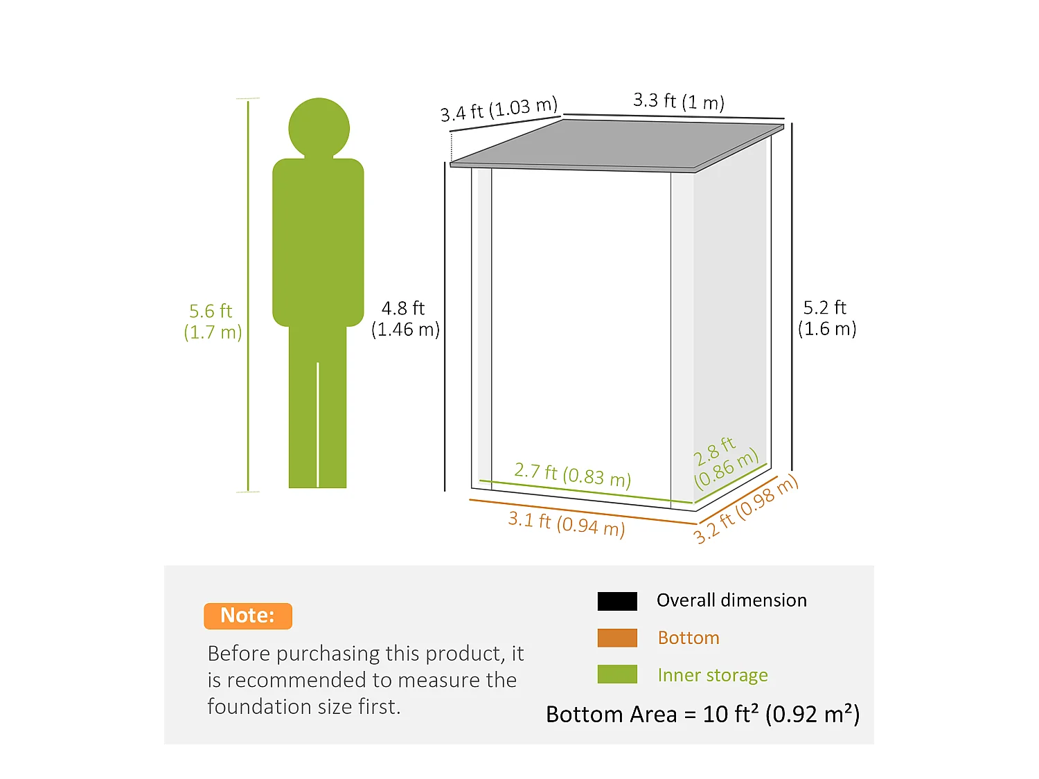 Casetta da giardino 1x1m con porta in acciaio verde