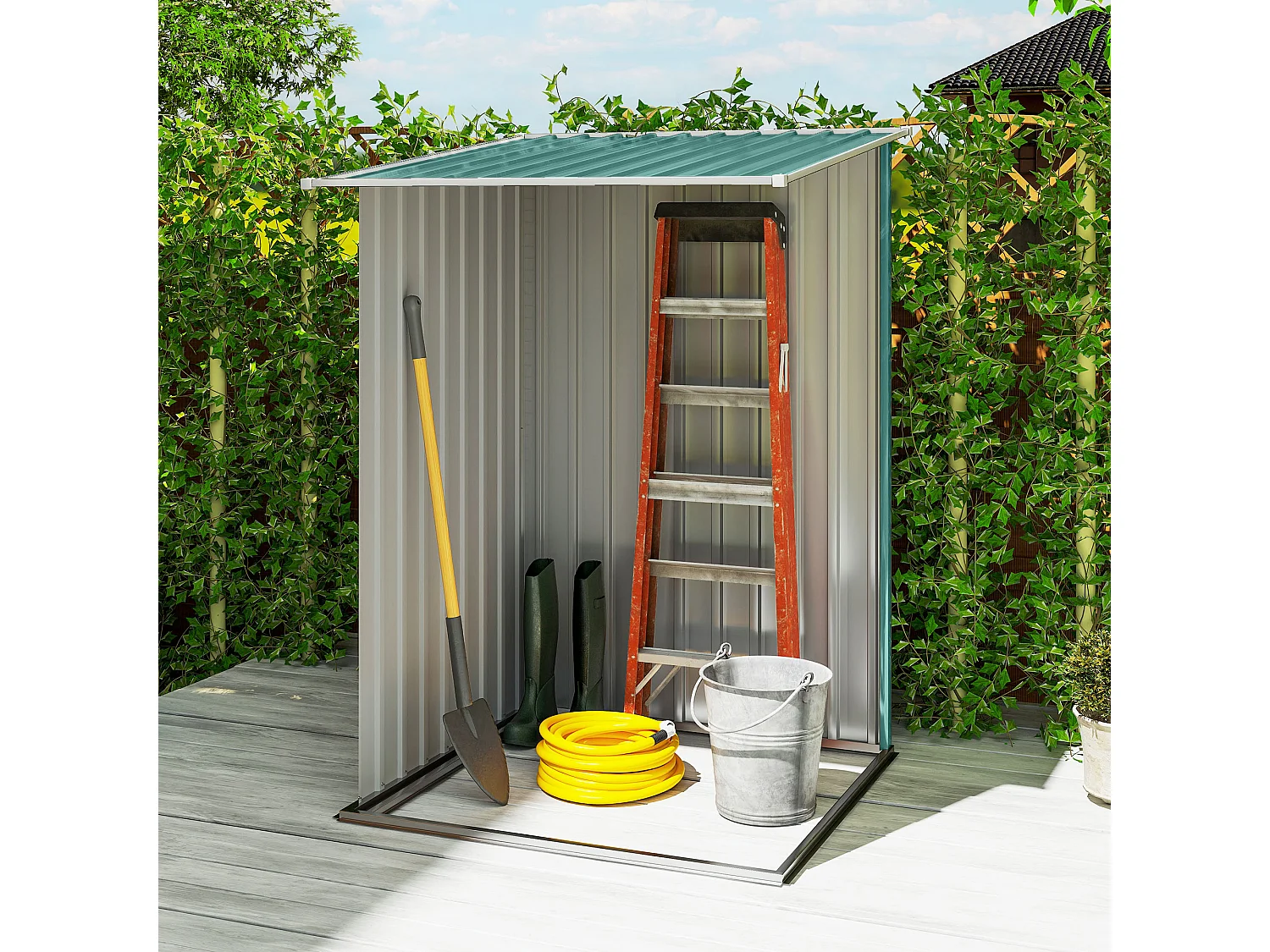 Casetta da giardino 1x1m con porta in acciaio verde