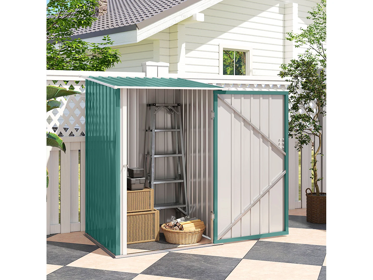 Casetta da giardino 1x1m con porta in acciaio verde