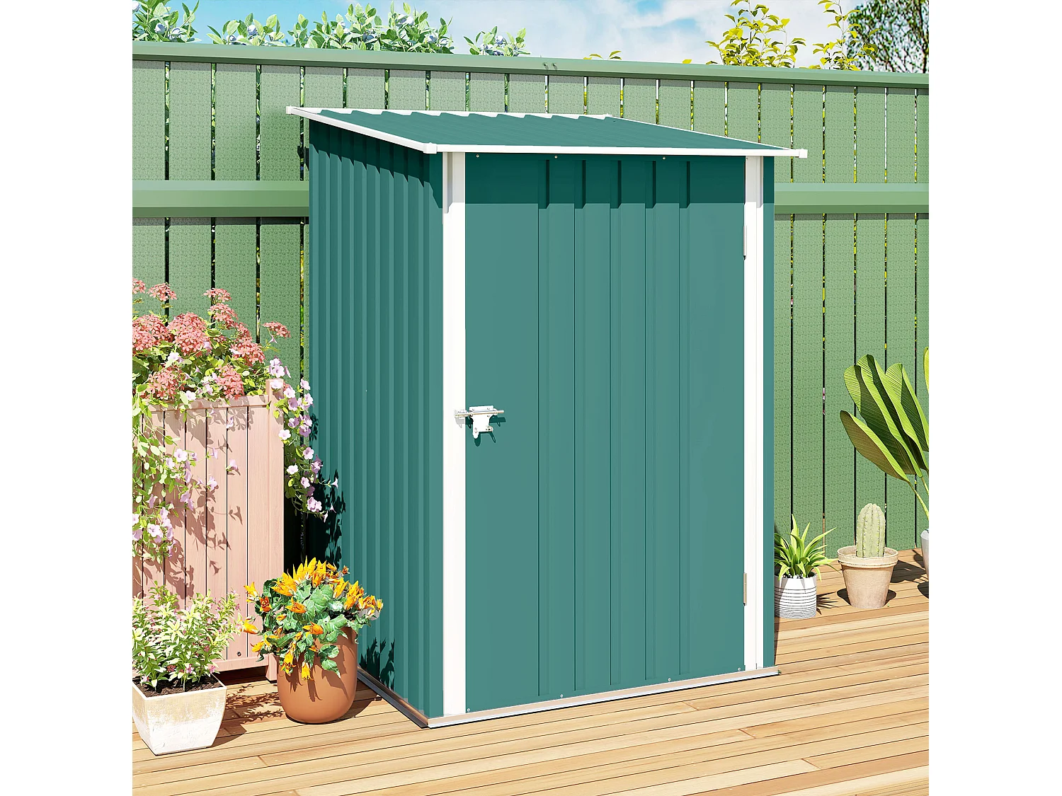 Casetta da giardino 1x1m con porta in acciaio verde