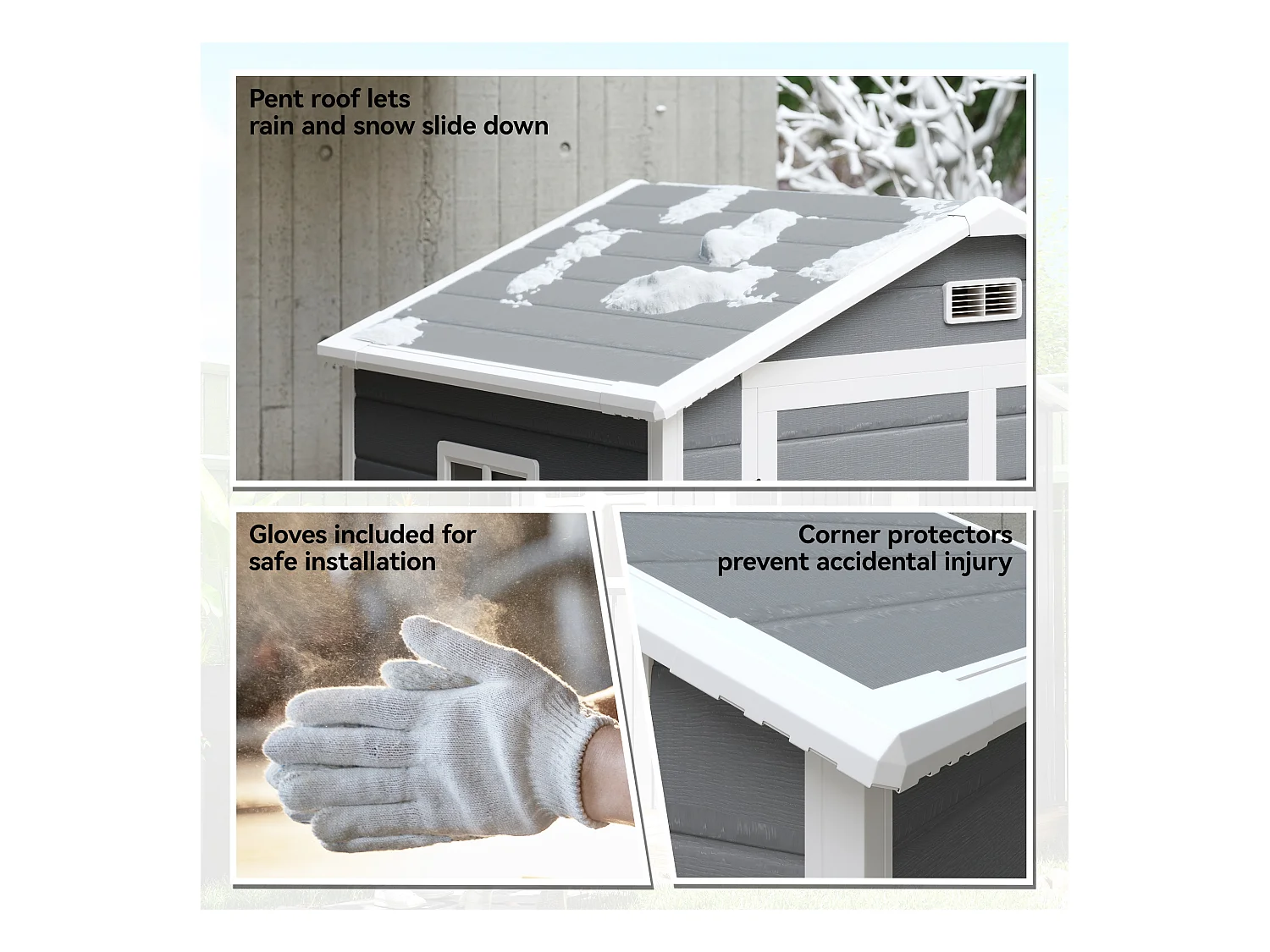 Casetta da giardino con finestra e doppia porta in alluminio pp grigio