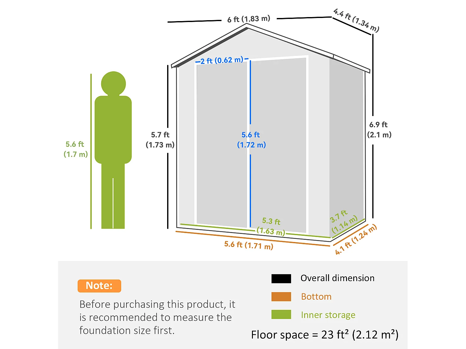 Casetta da giardino con finestra e doppia porta in alluminio pp grigio