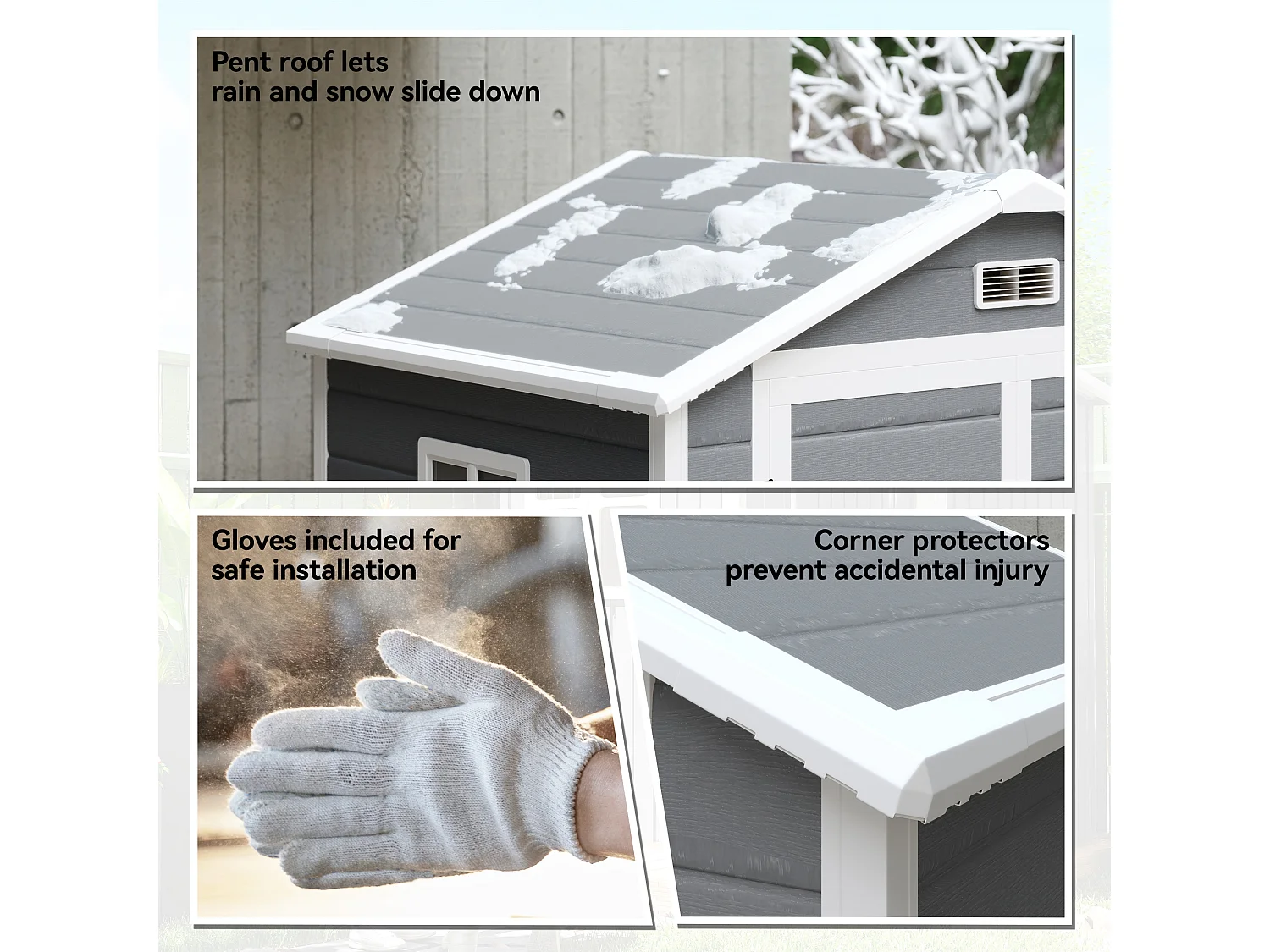 Casetta da giardino con finestra e doppia porta in alluminio pp grigio