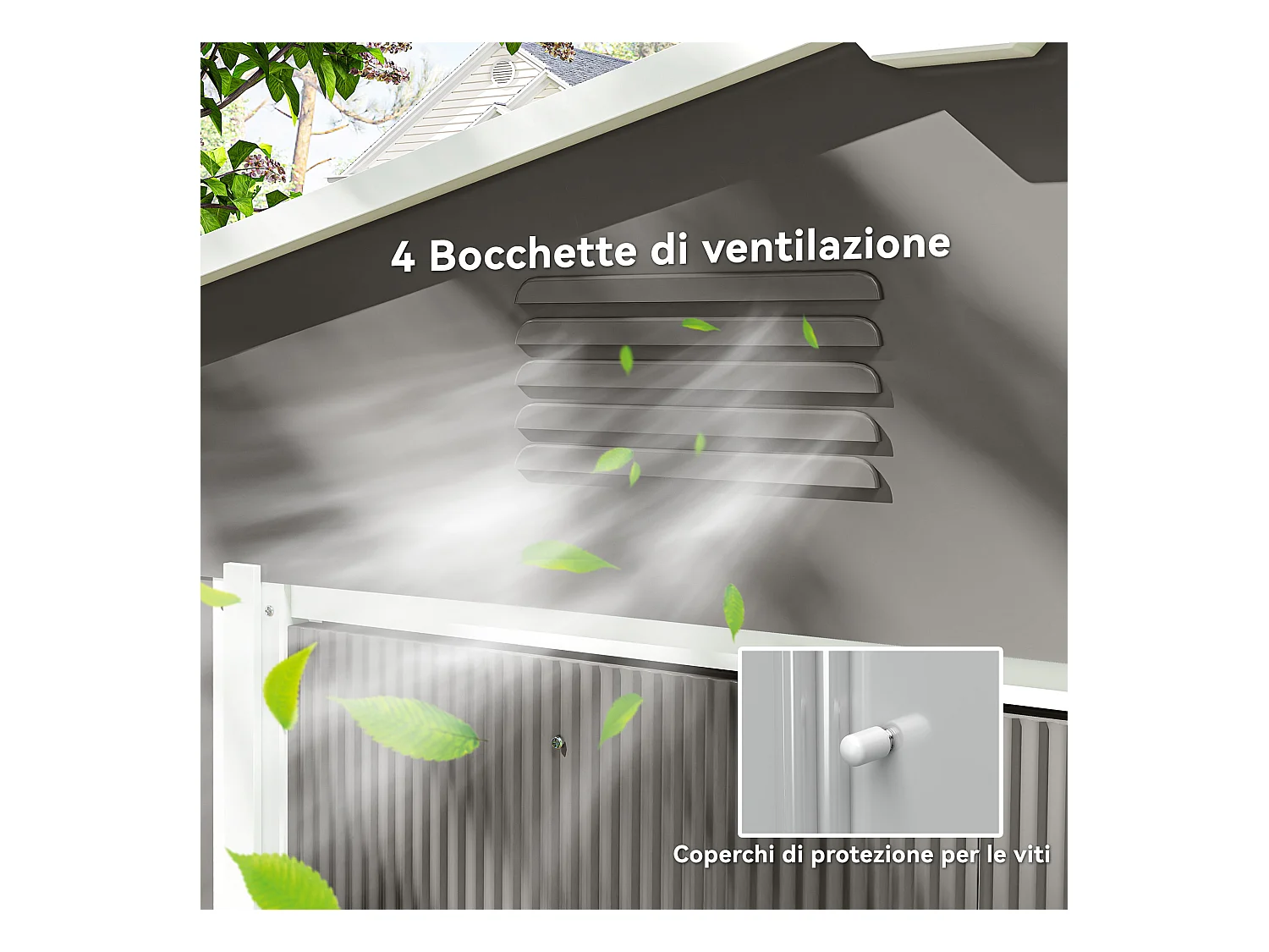 Casetta da giardino con doppia porta e 4 prese d'aria grigio