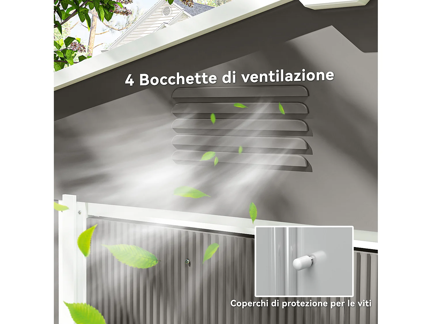 Casetta da giardino con doppia porta e 4 prese d'aria grigio