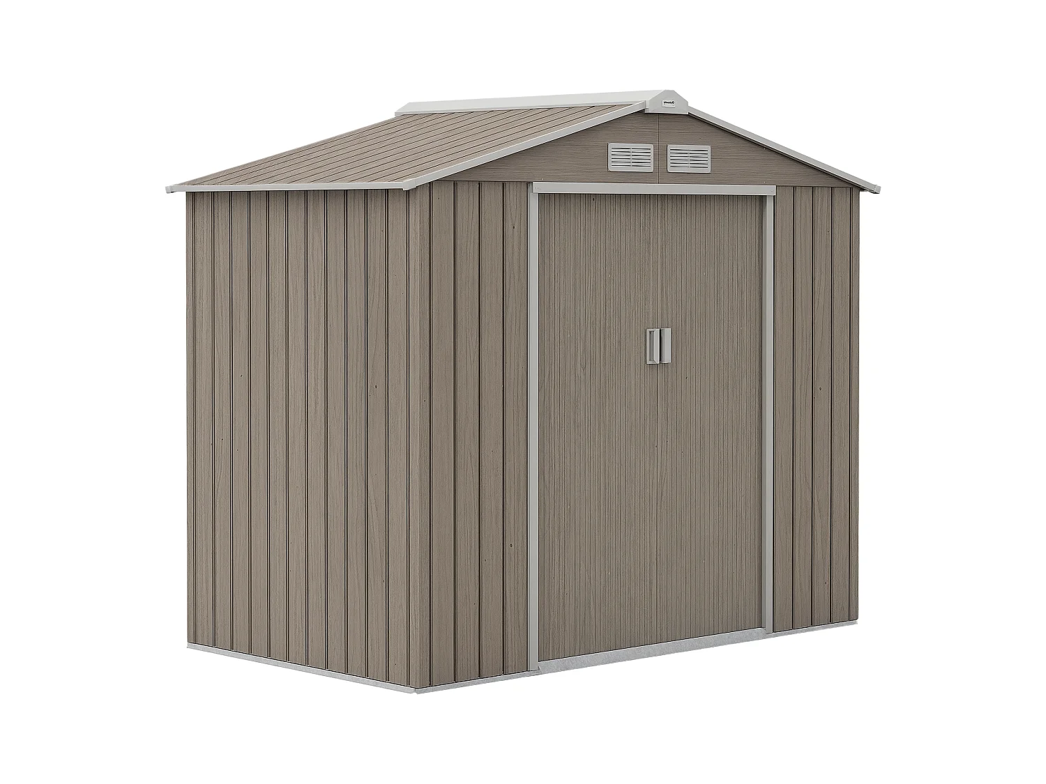 Casetta da giardino con doppia porta scorrevole in metallo marrone