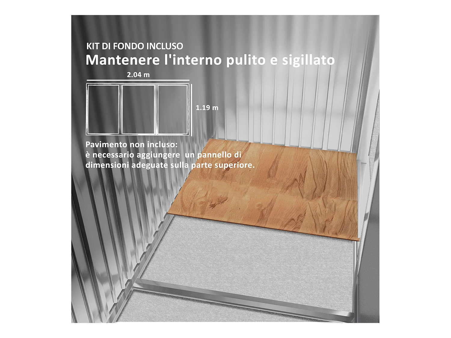 Casetta da giardino con doppia porta scorrevole in metallo marrone