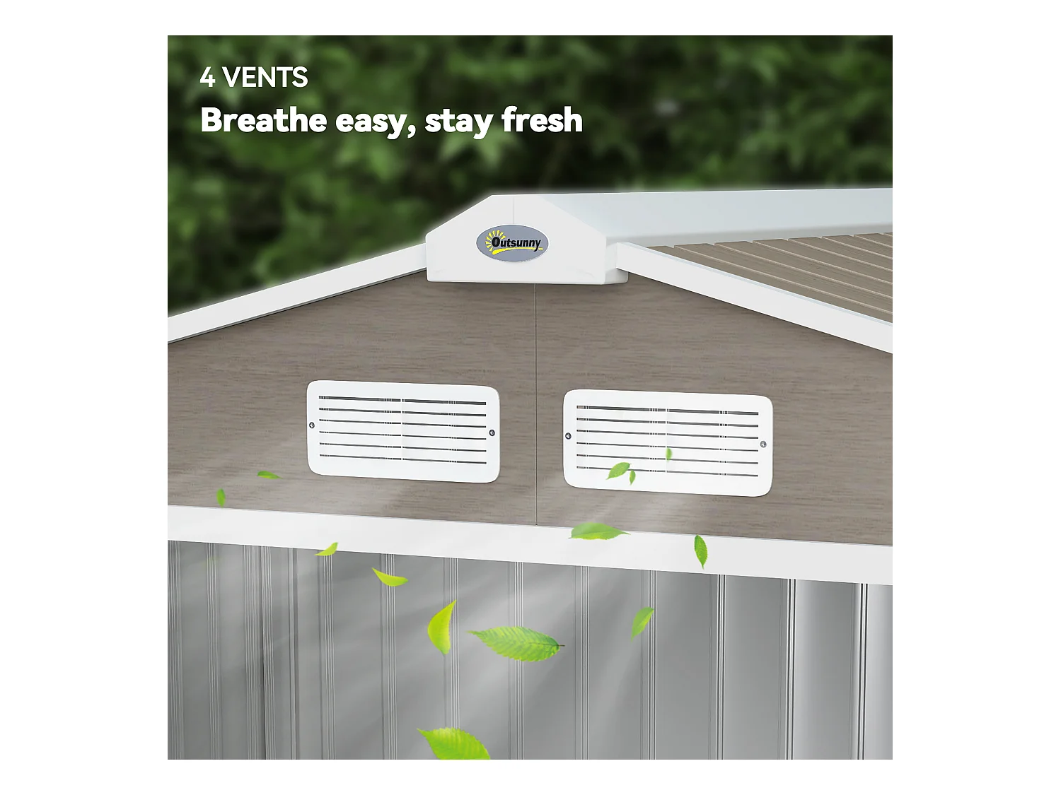 Casetta da giardino con doppia porta scorrevole in metallo marrone