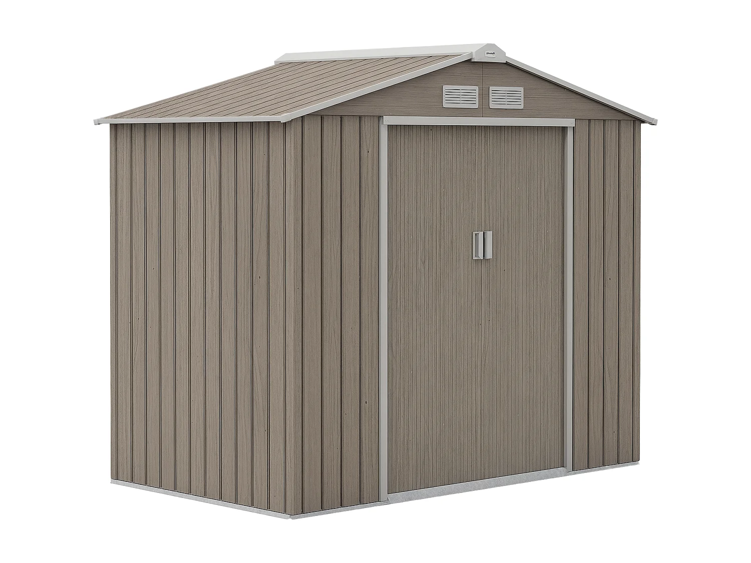 Casetta da giardino con doppia porta scorrevole in metallo marrone