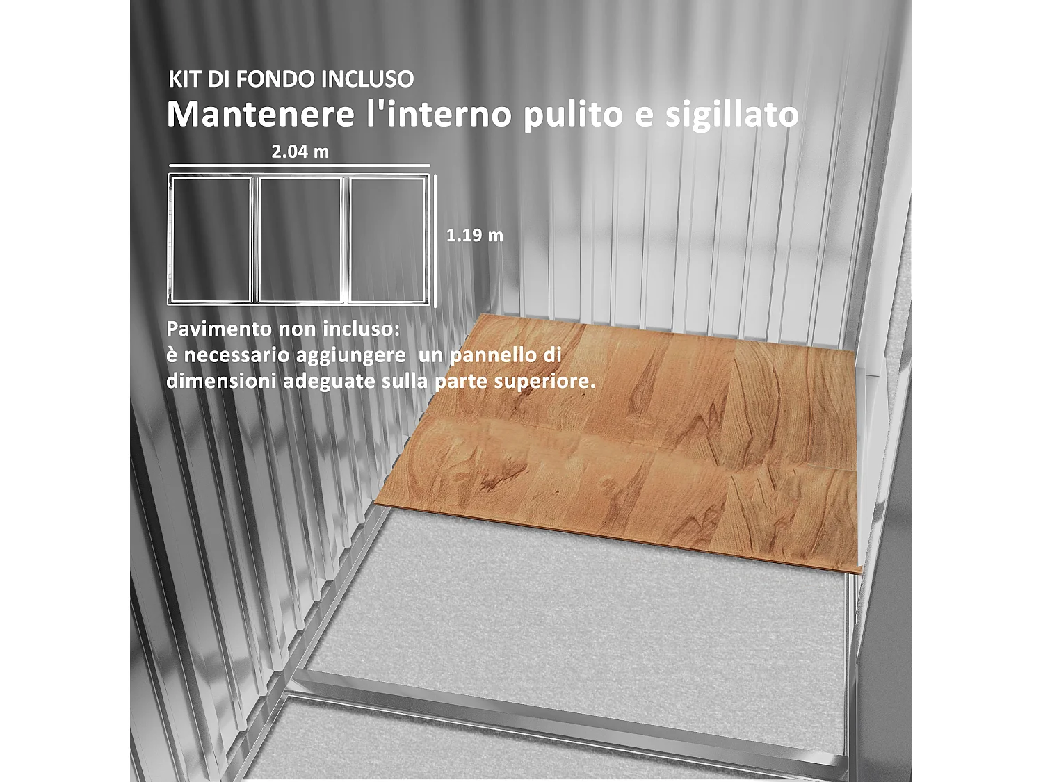 Casetta da giardino con doppia porta scorrevole in metallo marrone