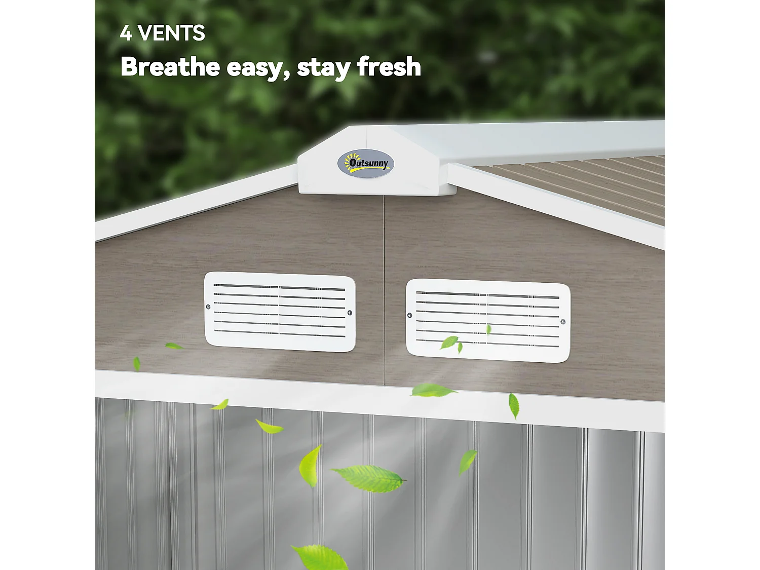 Casetta da giardino con doppia porta scorrevole in metallo marrone