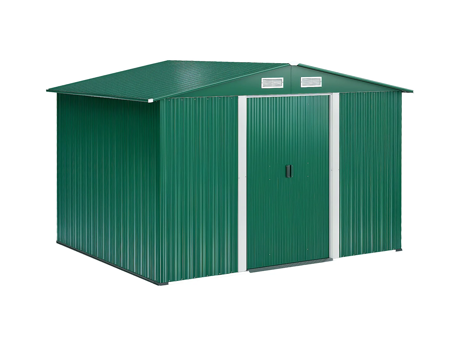 Casetta da giardino in lamiera di acciaio 258x206x178 cm verde