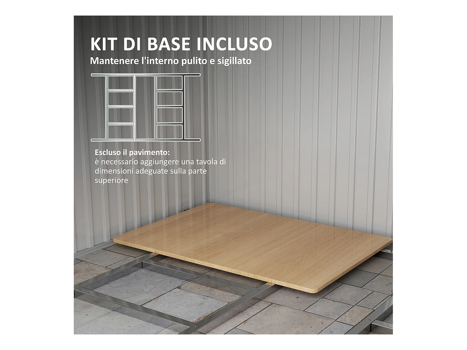 Casetta da giardino in lamiera di acciaio 258x206x178 cm verde