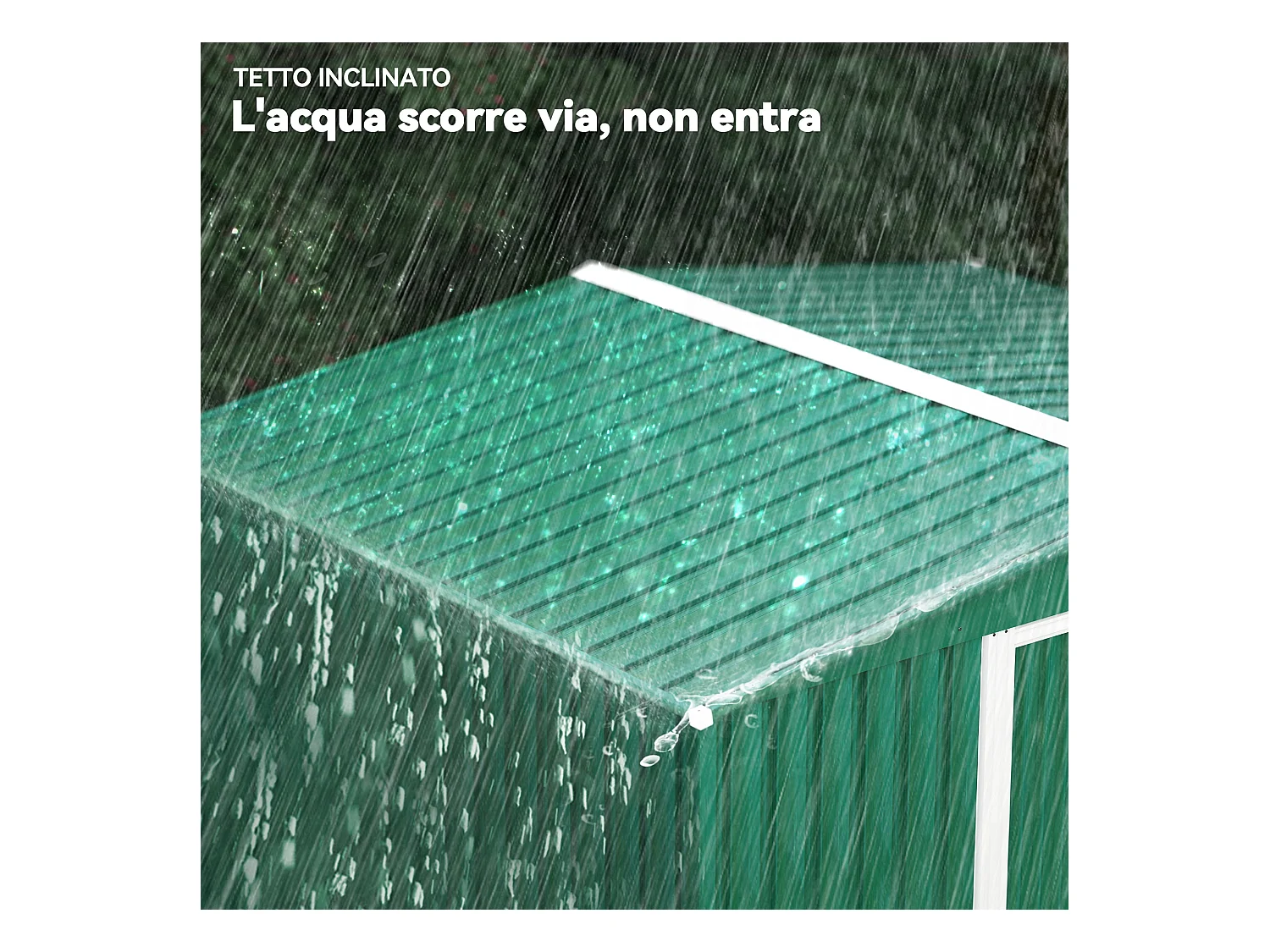 Casetta da giardino in lamiera di acciaio 258x206x178 cm verde