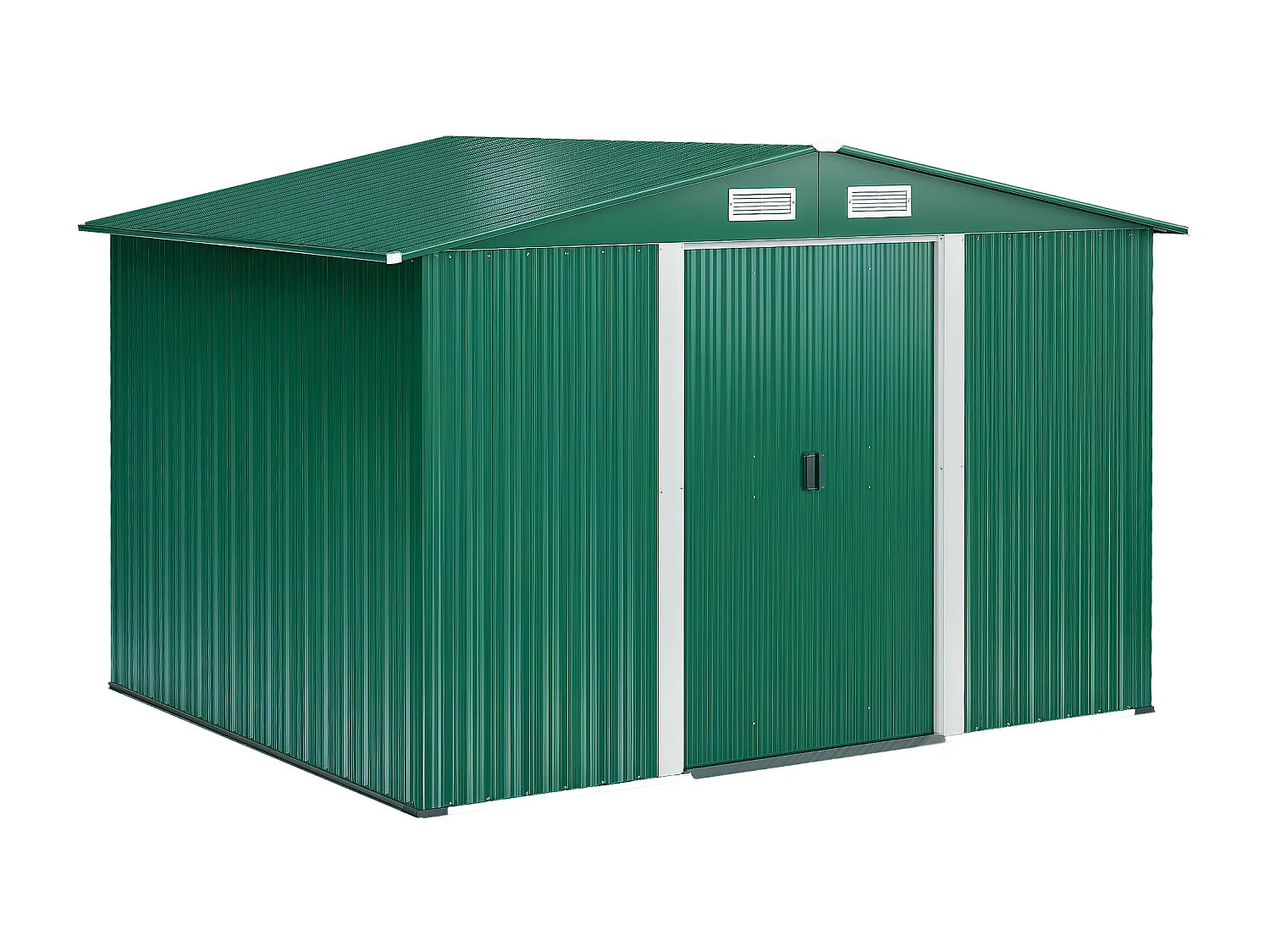Casetta da giardino in lamiera di acciaio 258x206x178 cm verde