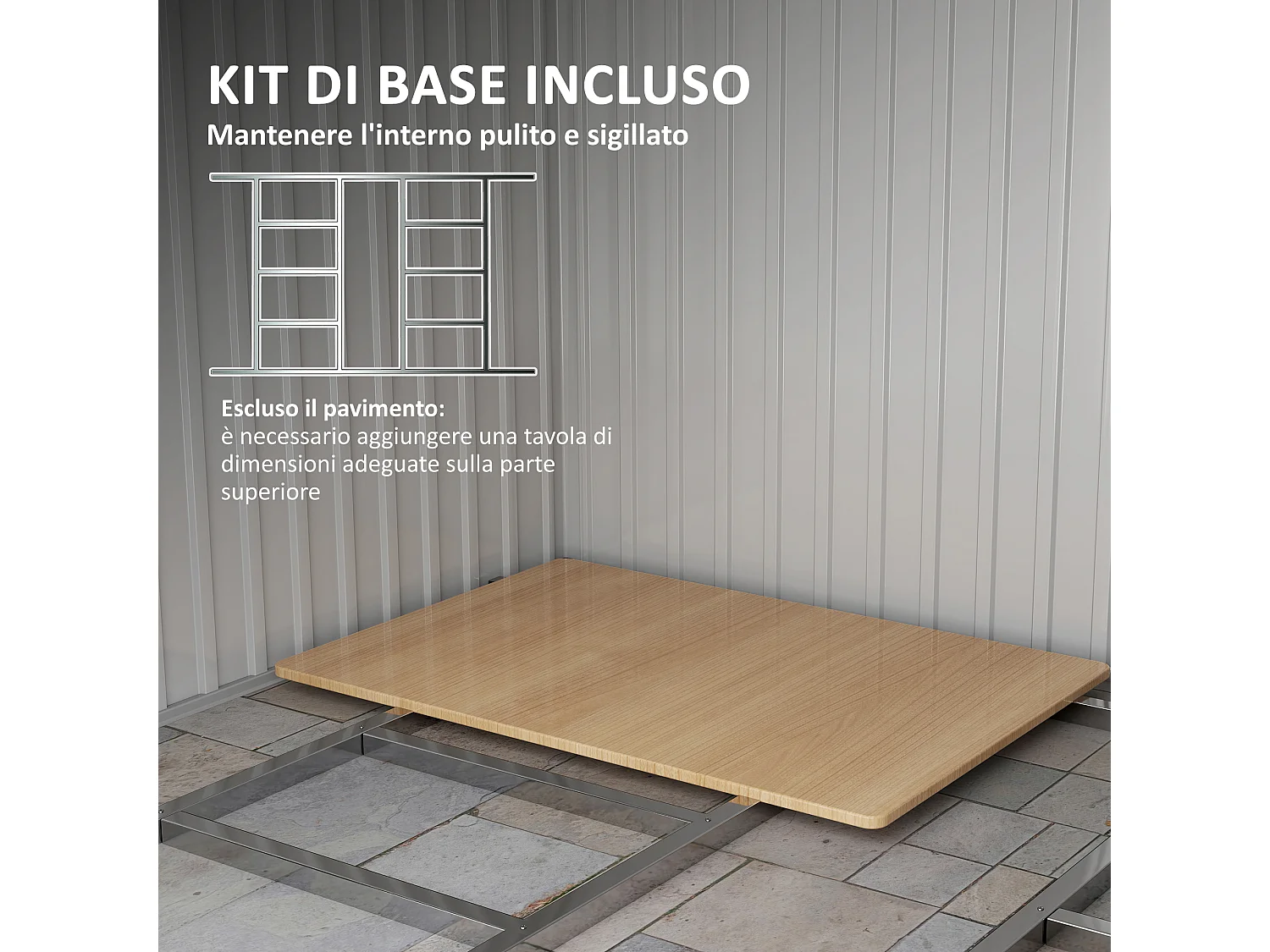 Casetta da giardino in lamiera di acciaio 258x206x178 cm verde