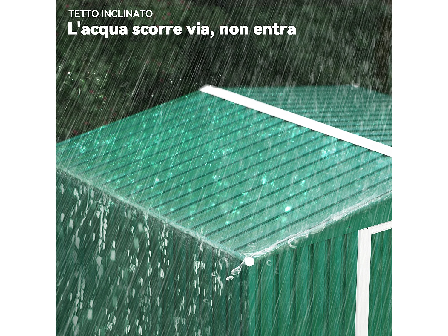 Casetta da giardino in lamiera di acciaio 258x206x178 cm verde