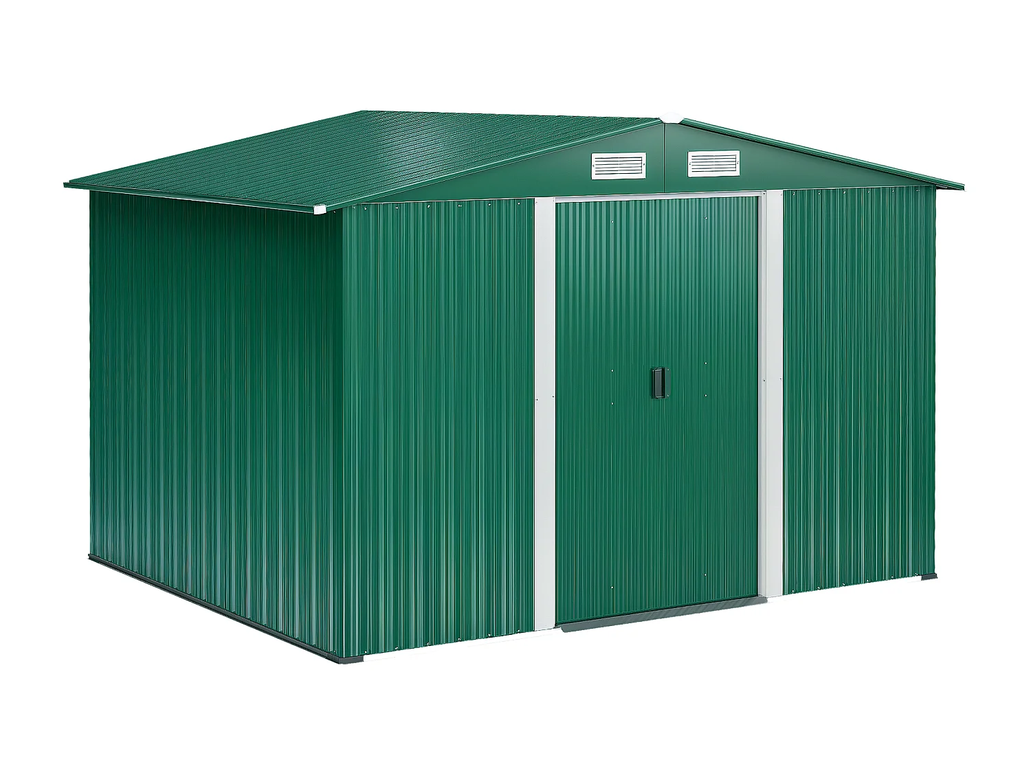 Casetta da giardino in lamiera di acciaio 258x206x178 cm verde