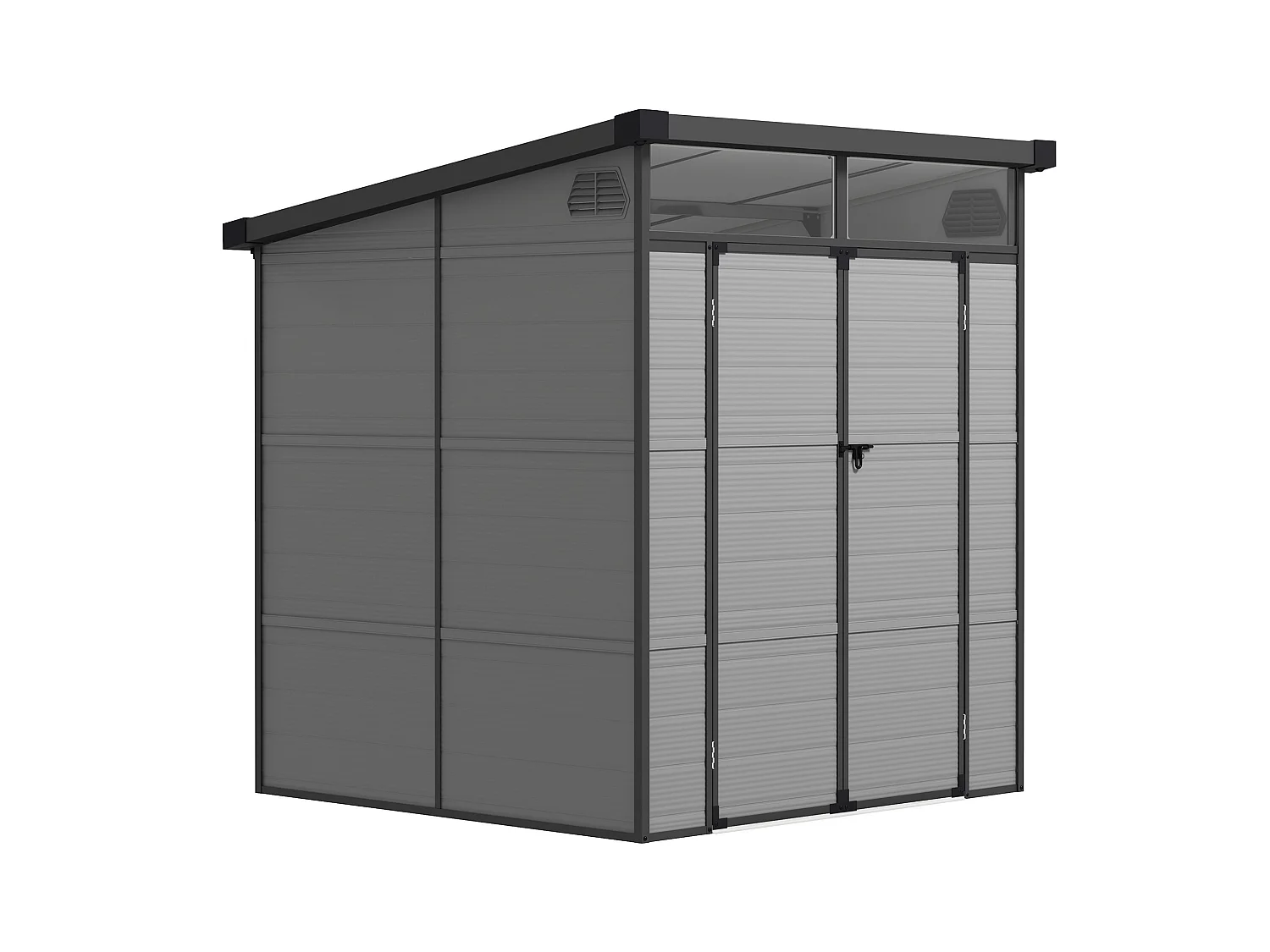 Casetta da giardino in plastica con finestre 1.9x1.9 m grigio