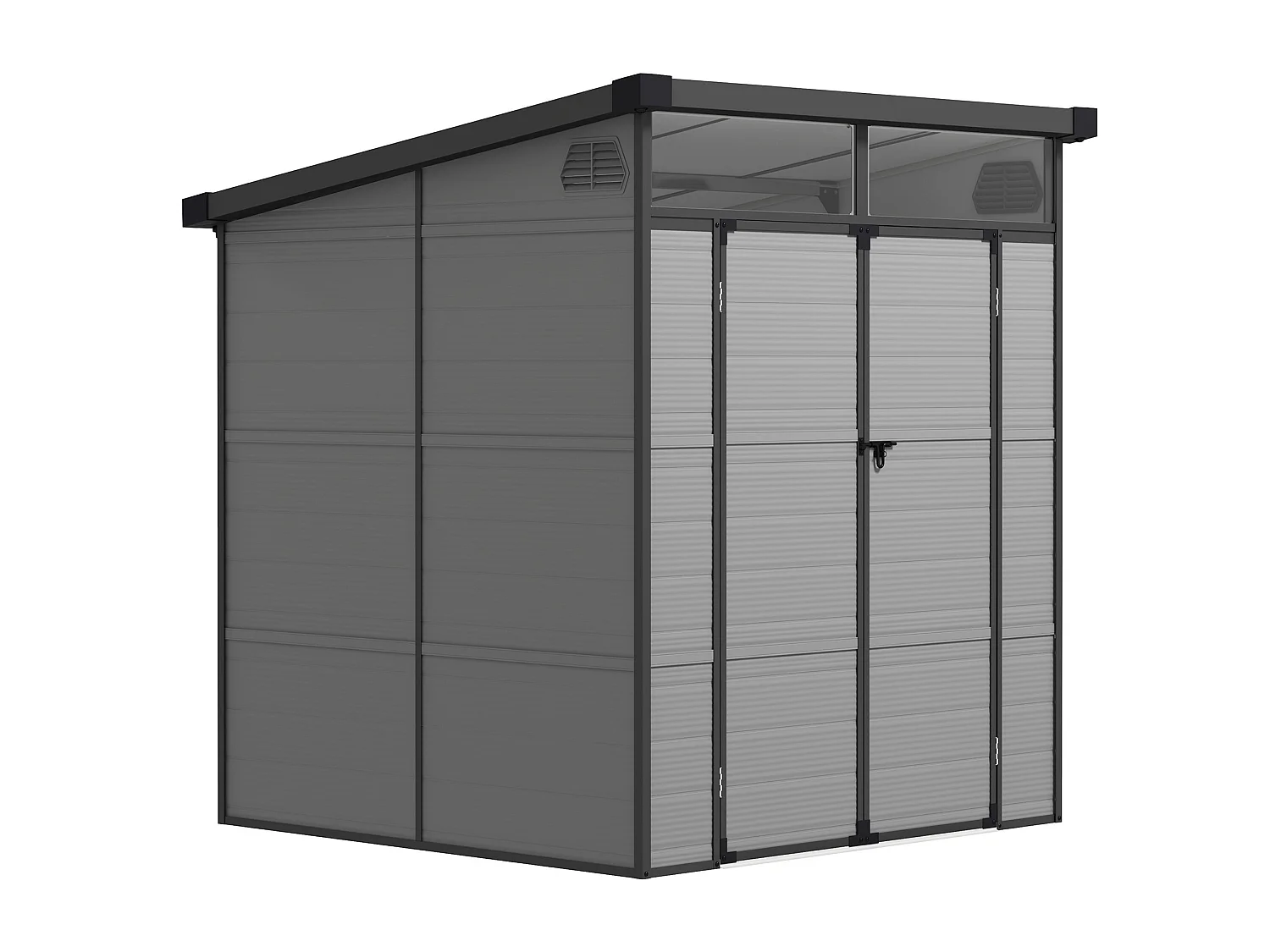 Casetta da giardino in plastica con finestre 1.9x1.9 m grigio