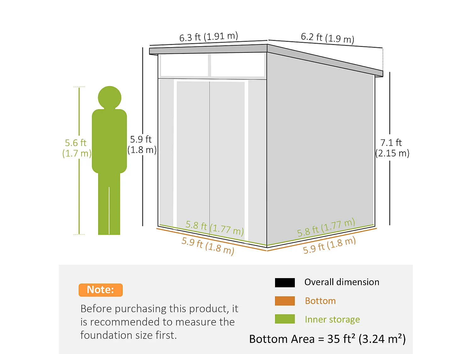 Casetta da giardino in plastica con finestre 1.9x1.9 m grigio