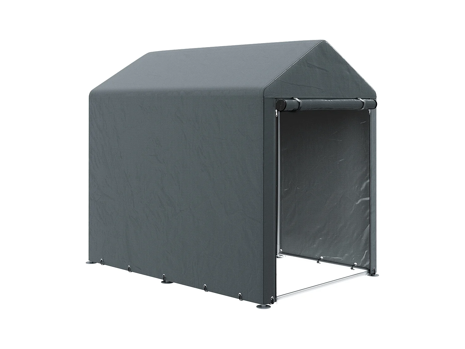 Capanno attrezzi anti uv con ingresso a zip in acciaio e pe grigio