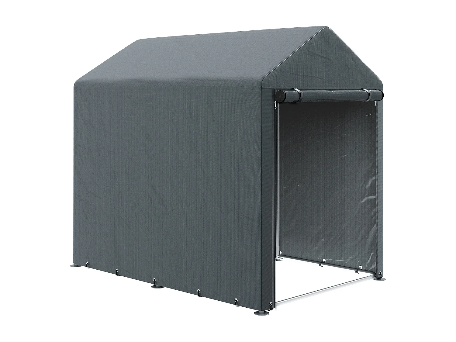 Capanno attrezzi anti uv con ingresso a zip in acciaio e pe grigio