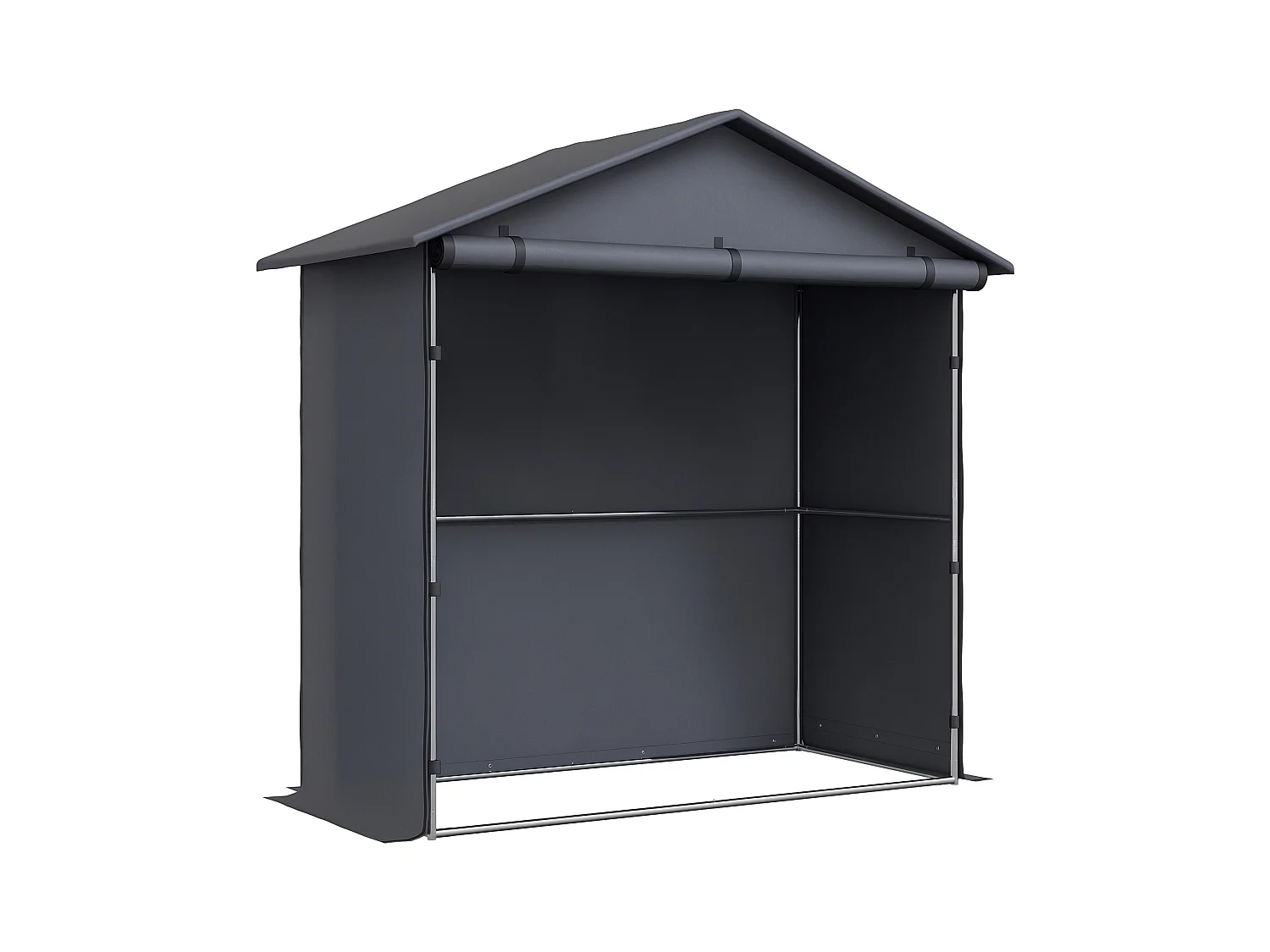 Capanno da giardino con porta avvolgibile grigio scuro