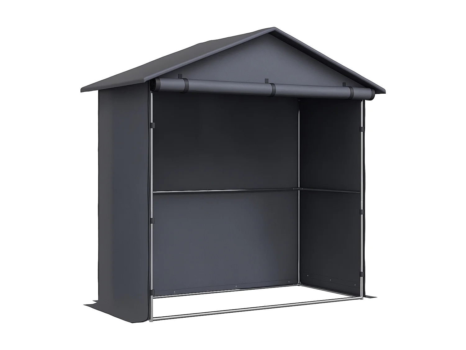 Capanno da giardino con porta avvolgibile grigio scuro