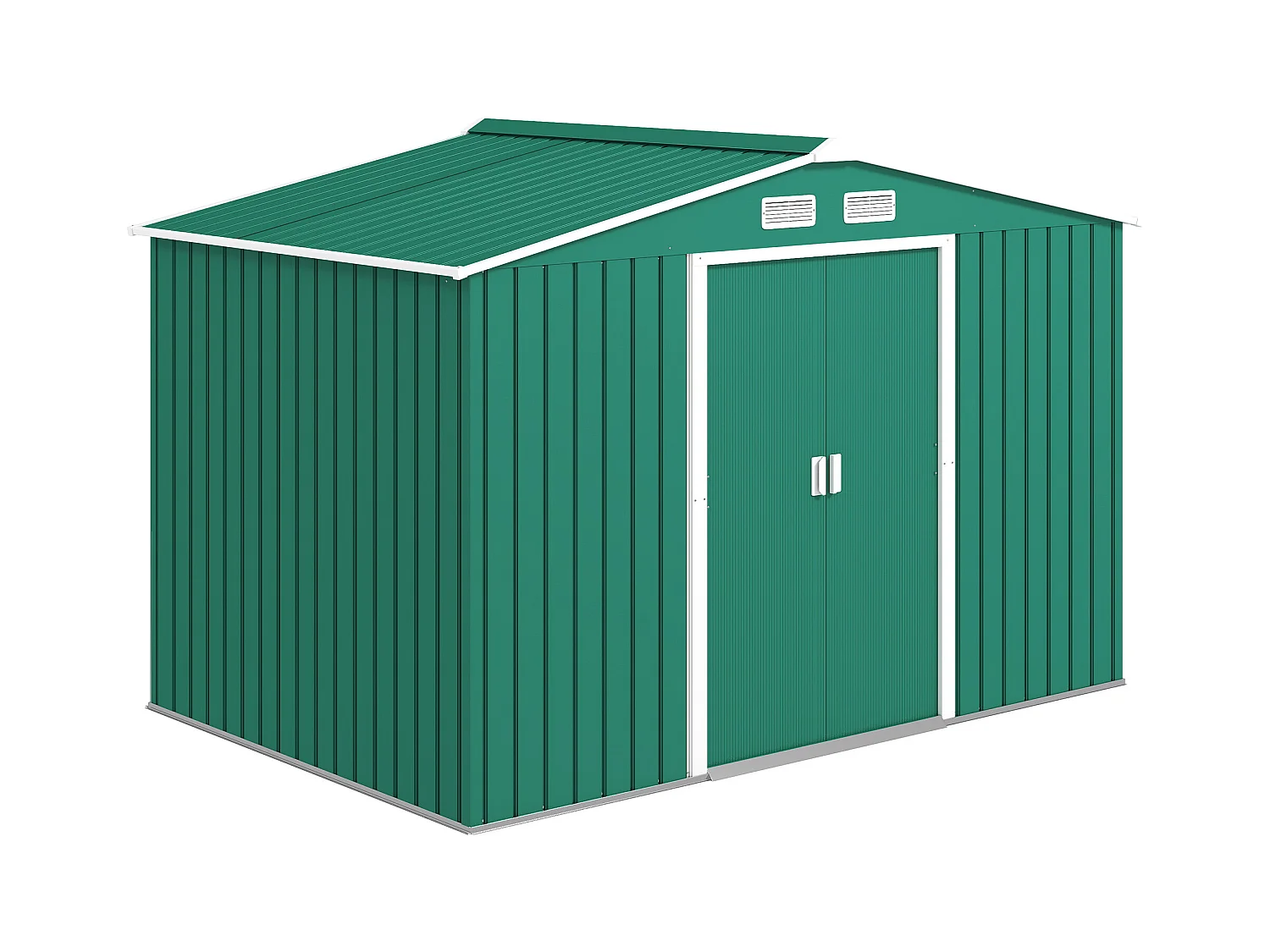 Capanno attrezzi in acciaio con porte scorrevoli 277x195x192 cm verde