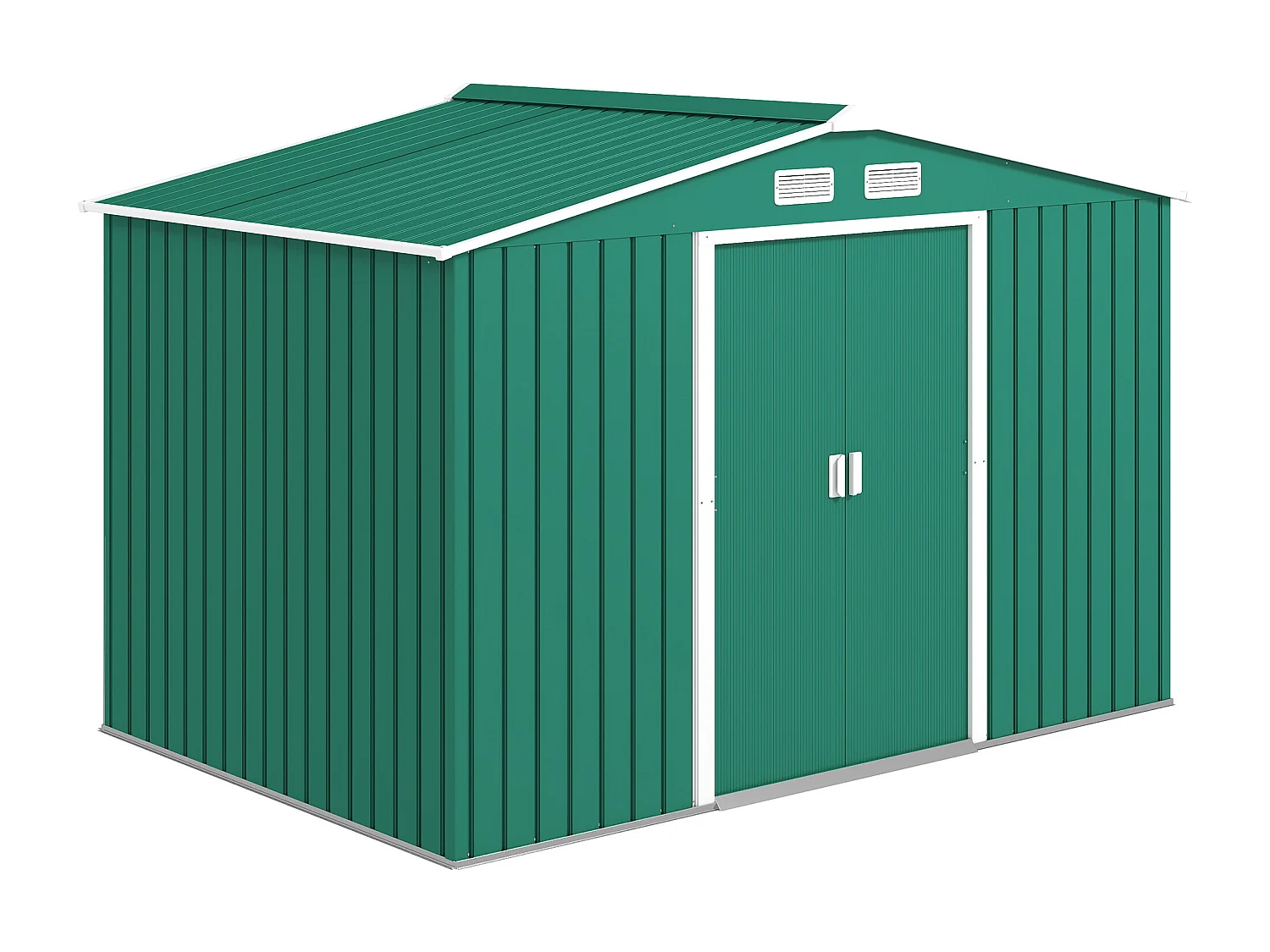 Capanno attrezzi in acciaio con porte scorrevoli 277x195x192 cm verde