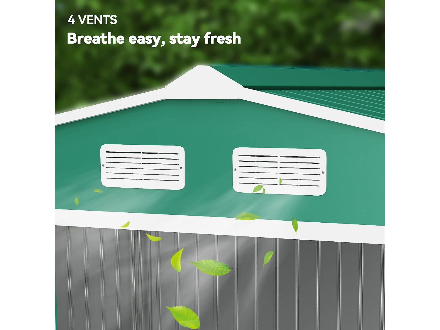 Capanno attrezzi in acciaio con porte scorrevoli 277x195x192 cm verde