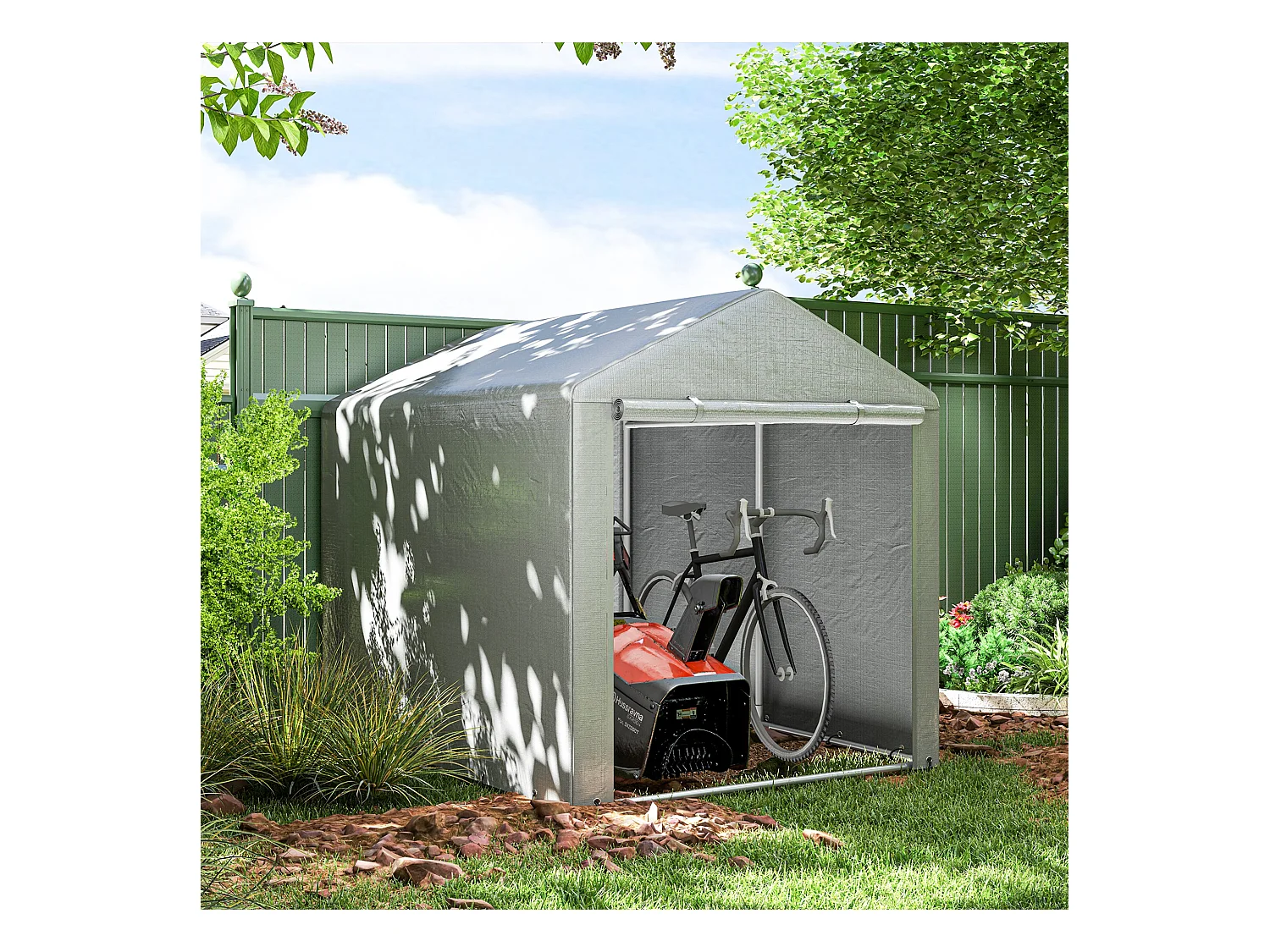 Capanno porta attrezzi tenda garage per bici 1.6x2m grigio chiaro