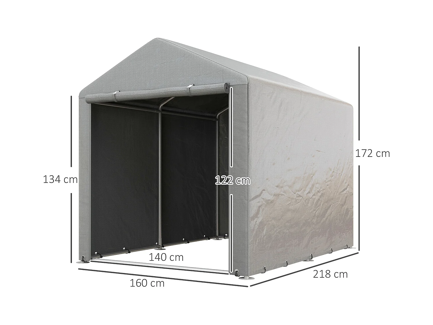 Capanno porta attrezzi tenda garage per bici 1.6x2m grigio chiaro