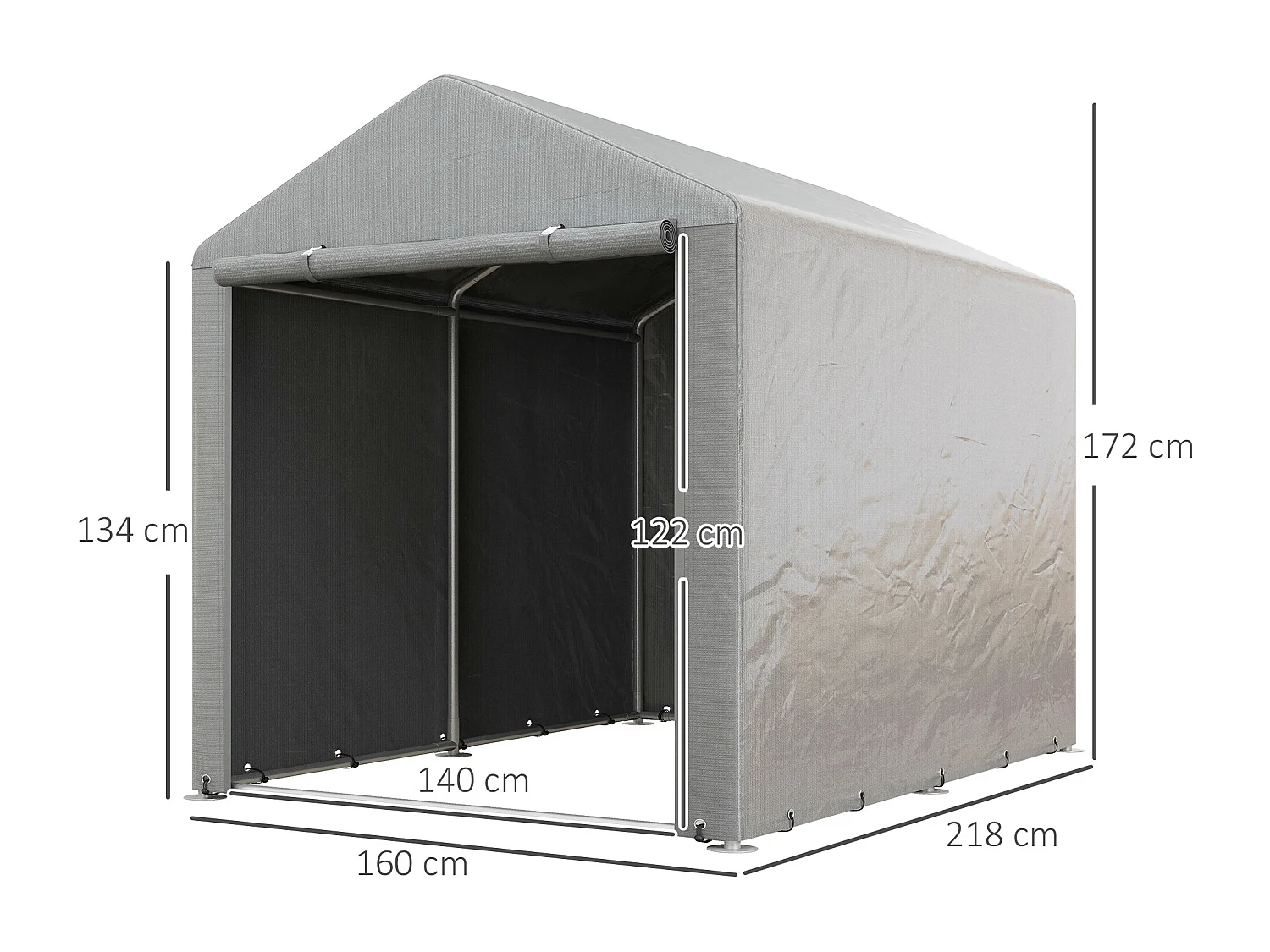 Capanno porta attrezzi tenda garage per bici 1.6x2m grigio chiaro